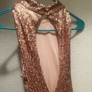 Rose gold bodycon maxi dress